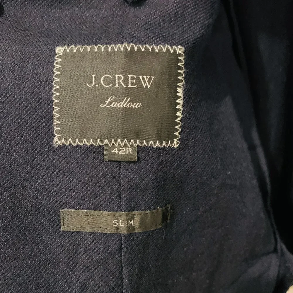 J Crew Ludlow Men's Suit 42 R Slim Dark Navy Wool Jacket Sport Coat Blazer